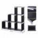 SONGMICS Organizador Multifuncional Estantería Librería de 3 Niveles 6 Cubos almacenaje 110 x 32 x 106 cm Negro LSN63H