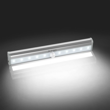 Aglaia Luz LED Recargable del Armario, Nocturna LED con Sensor de Movimiento, 10 LEDs Lámpara de Pared Automática con Batería