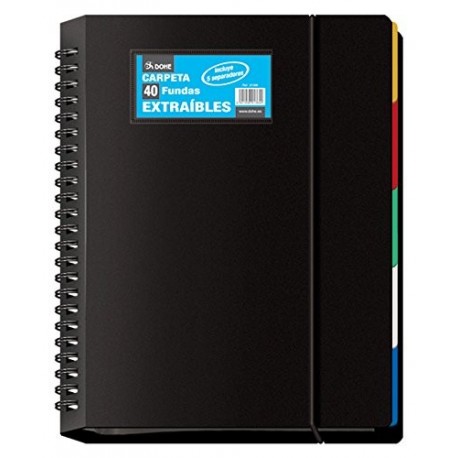 Dohe 91366 - Carpeta de 40 fundas, extraíble, color negro