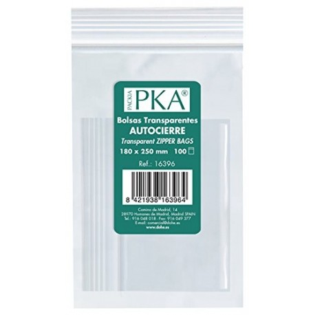 PKA 16392 - Pack de 100 bolsas de plástico con autocierre, 80 x 120 mm