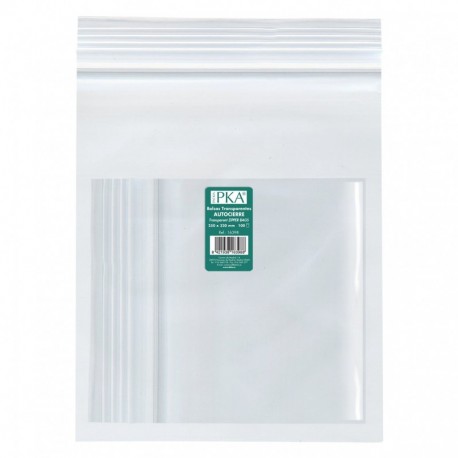 PKA 16398 - Pack de 100 bolsas de plástico con autocierre, 250x320 mm