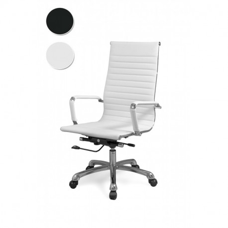 Silla de oficina, sillón giratorio para despacho o oficina, medidas: 57x104x66cm ↗, Boss Blanco 