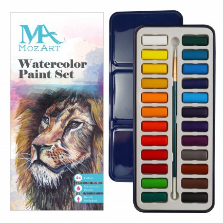 Set de pinturas de acuarela - 24 colores vibrantes - Ligero y portátil - Perfecto para aficionados incipientes y profesionale