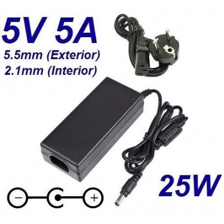 Cargador Corriente 5V 5A 5000mA 5.5mm 2.1mm 25W