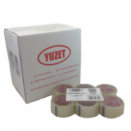 Yuzet - 6 Rollos de cinta de embalaje transparente de 48 mm de ancho y 66 m de largo, para sellar y cerrar cajas de cartón