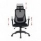 VIVA OFFICE Silla ergonómica de oficina de malla con respaldo alto, reposacabezas y reposabrazos ajustables, Negro