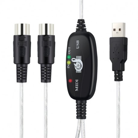 USB MIDI Adaptador 6Ft 2M USB a MIDI Interface Cable Convertidor-USB a Midi In-Out Convertidor Teclado musical Piano a PC Por