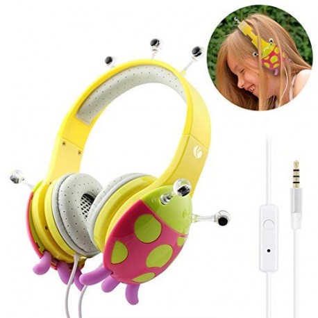 Niños Auriculares, VCOM Mariquita Auriculares,-limitador de Volumen-diadema Ajustable Juego Auriculares usar con el ordenador