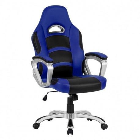 LANGRIA Racing Silla de Oficina de Cuero de la Computadora, Giratorio de 360 Grados, Apoyabrazos Bien Acolchado, Respaldo Alt