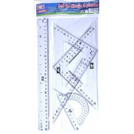 MP PA144 - Pack de 4 reglas de dibujo, mediano