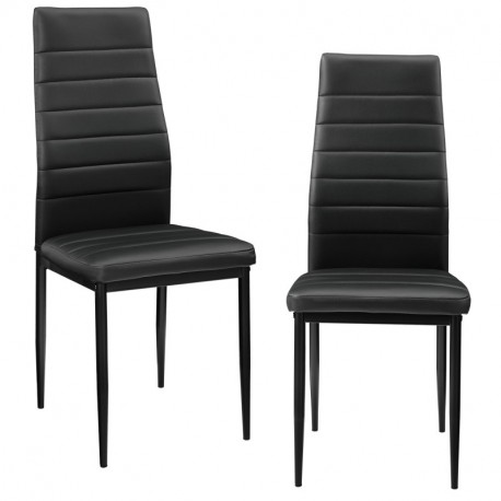 [en.casa]®] 2 x sillas de Comedor Negras tapizadas de Cuero sintético Comedor/salón / Cocina - Set