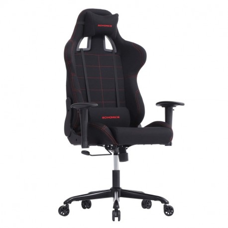 SONGMICS Racing Silla de Escritorio Silla giratoria de Oficina con Soporte Lumbar Negro RCG001