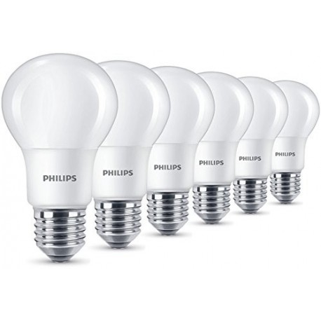 Philips - Pack de 6 Bombillas LED Esférica Casquillo E27, 8 W, Equivalente a 60 W, Luz Blanca Cálida, 806 Lúmenes