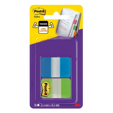 Post-it Index - Dispensador rígido funda 2 x 8, colores azul y verde