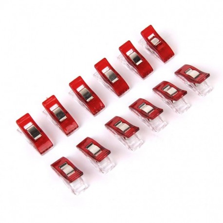 50pcs Clips Plástico Abrazaderas para Colcha Costura Claras Rojas