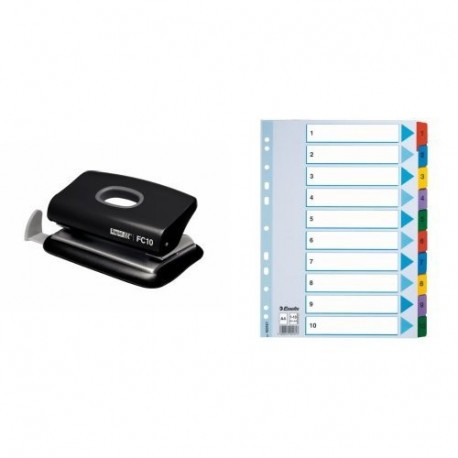 Esselte - Pack perforadora manual de papel + Separadores para archivar A4