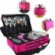 Travelmall Cosmético Organizador-Profesional Maquillaje Case-Travel Maquillaje Herramientas Contenedor Rosa roja- 42x31x14 c