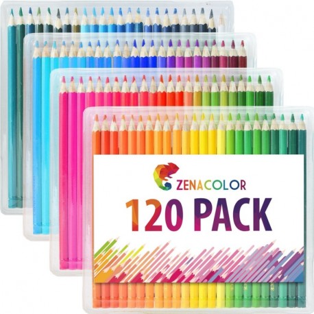 120 Lápices de Colores Numerado de Zenacolor - 120 Colores Únicos para Libro de Colorear para Adultos - Fácil Acceso con 4 