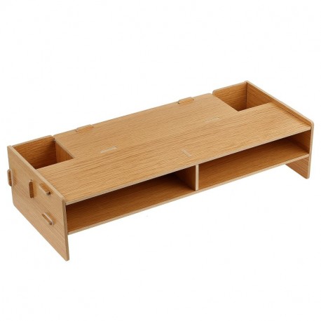 ESYNiC Soporte de Sobremesa para Monitor Organizador de Madera con Dos Pisos Ideal para Desktop Monitor LCD TV Laptop Ordenad