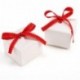 CLE DE TOUS - Set de 50 Cajas para dulces bombones Cajitas de boda regalo Caja de cuadro Romántico con cinta rojo Cube Favour