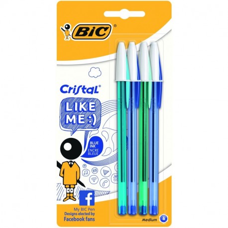 BIC Cristal Like Me - Estuche de 4 bolígrafos, color azul