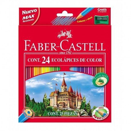 Faber-Castell 120124 - Set de 24 lápices ecológicos de colores, con sacapuntas
