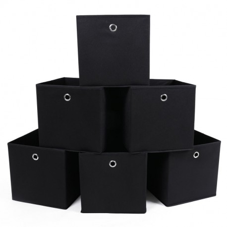 Songmics Juego de almacenaje Cubos de tela Plegable 30 x 30 x 30 cm Negro 6 x Cajas 