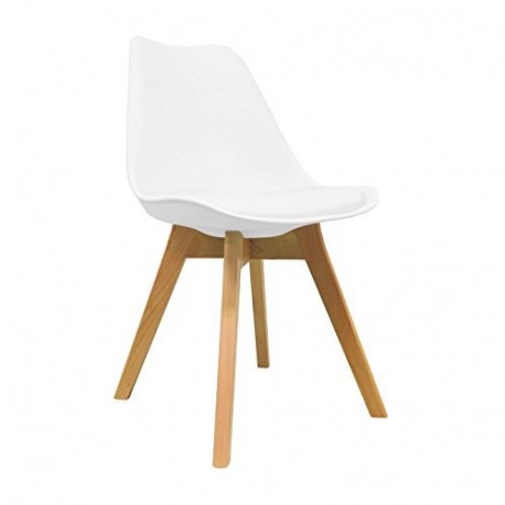 Duehome Pack de 4 sillas Artic blanco madera;piel madera de haya 48 x 55 x 84 cm