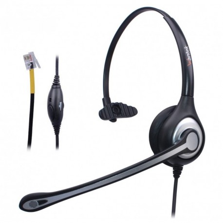 Auriculares Teléfono Fijo RJ9 Monoaural, Micrófono con Cancelación de Ruido, WANTEK Cascos con Control de Volumen para Yealin