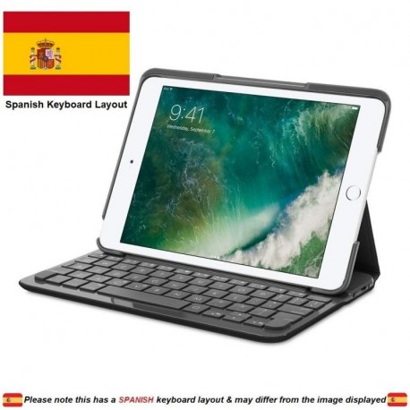 Logitech 920-007612 Canvas Folio Case con Teclado Integrado en Español para iPad Mini 1/2/3 No 4 , Negro