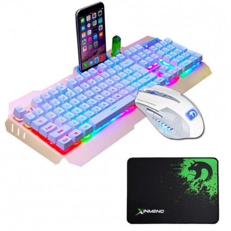 Juego De Teclado y Mouse UrChoiceLtd® Ajazz RGB Naranja LED Con Retroiluminación Ergonomic USB Gaming Teclado Multimedia + 24