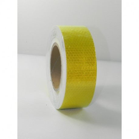 CINTA ADHESIVA REFLECTANTE CON MICROPRISMAS COLOR AMARILLO 5 CMS X 25 METROS