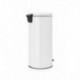 Brabantia Bin Newicon-Cubo de Basura con Pedal, Acero, 30 l, Color Blanco, Inoxidable