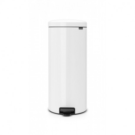 Brabantia Bin Newicon-Cubo de Basura con Pedal, Acero, 30 l, Color Blanco, Inoxidable