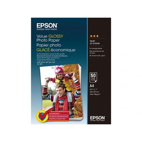 Epson Value Glossy Photo Paper A4 210×297 mm Brillo Multicolor - Papel fotográfico Brillo, 183 g/m², Multicolor, Inyección