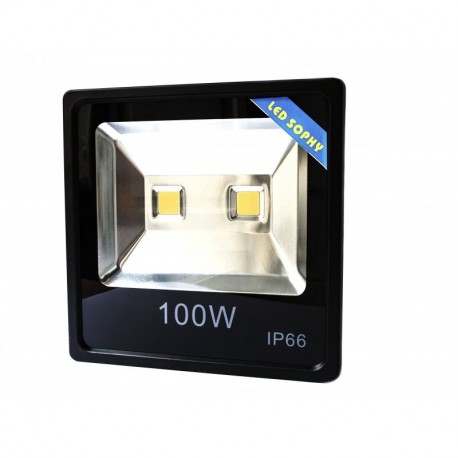 Ekoo® Proyector LED 100 W Luz Fría 6000 K Profesional, Faro para exterior con doble LED IP66 realmente 100 W garantía Italia