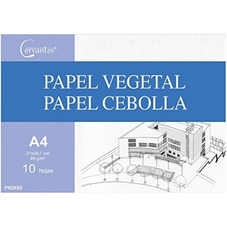 Cervantes PN203G - Pack de 10 hojas de papel vegetal, A4