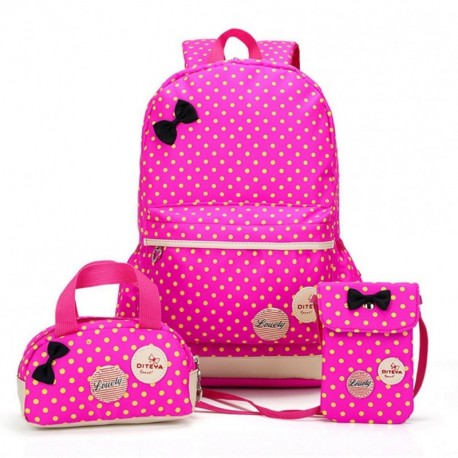 Bcony Conjunto de 3 Dot Lindo Las Mochilas Escolares Universidad/Bolsas Escolares/Mochila niños niñas Adolescentes + Mini Bol