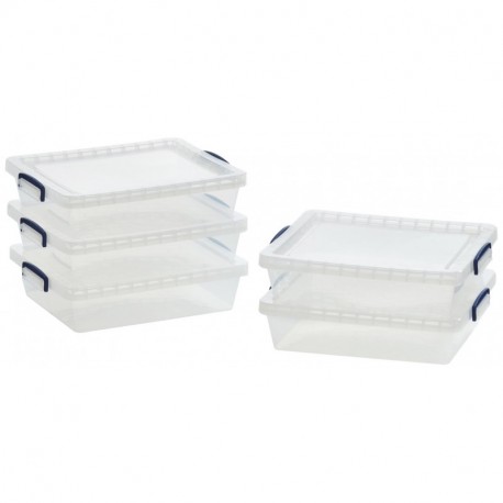 AmazonBasics - Cajas de almacenamiento de plástico con tapas transparente, 10,5 litros, 5 unidades 