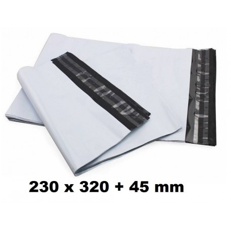 100 Sobres envolventes de plástico opaco blanco A4 – C4 230 x 320 formato utilizable 50 micras. 17 x 24 + 4 cm Sobre fino de