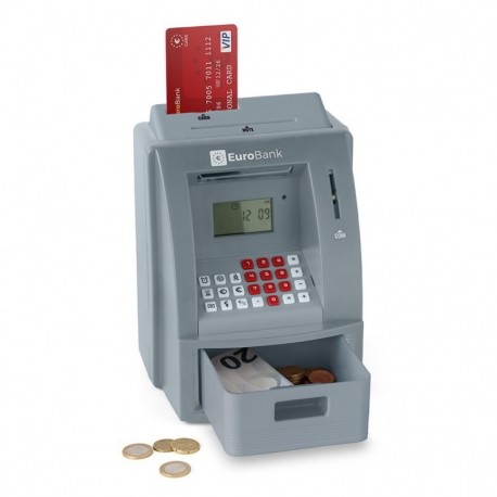 Balvi - Euro Bank Hucha cajero automático electrónico. Contador automático de Monedas. Funciona con 3 Pilas AAA.