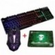 UrChoiceLtd T6 Rainbow retroiluminado USB Gaming Teclado + Rainbow Multimedia óptico de 2400dpi 6 Botones LED USB ratón para 