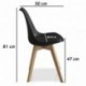 Pack 2 sillas Lucia Negro, pata madera y asiento acolchado, estilo nórdico