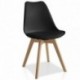 Pack 2 sillas Lucia Negro, pata madera y asiento acolchado, estilo nórdico