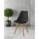 Pack 2 sillas Lucia Negro, pata madera y asiento acolchado, estilo nórdico