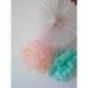 12 pompones CUTADORNS de papel de seda, de 25,4 cm, para decoración exterior, bolas de fiesta, boda, Navidad, de color crema,
