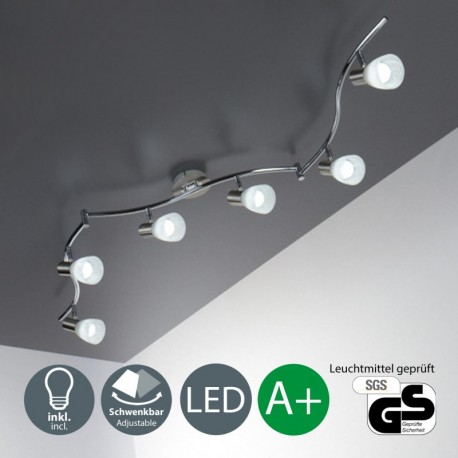 B.K.Licht Lámpara LED de techo I Focos giratorios I 6 bombillas I 5 W E14 I Orientable I Lámpara para techo de habitación I C