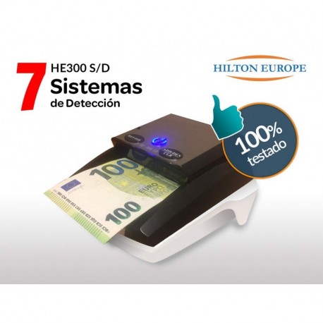 HILTON EUROPE HE-300 B / SD DETECTOR DE BILLETES FALSOS SIN BATERIA - ACTUALIZADO AL NUEVO BILLETE DE 100 € Y 200 €.