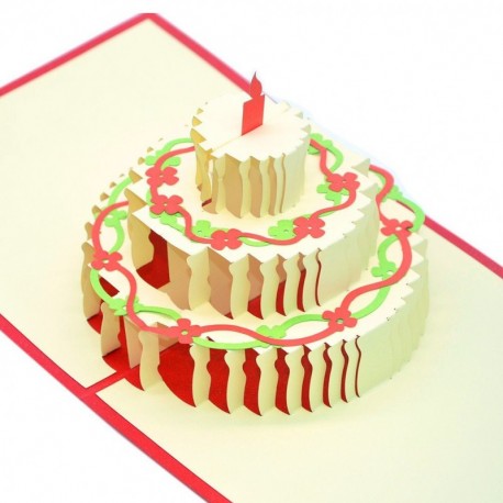 Medigy 3d Pop Up Cartes de vœux Happy Birthday carte danniversaire avec trois Couche gâteau danniversaire Cartes de modèle