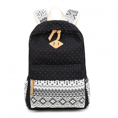 LaTEC Mochila de Lona Casual, Mochila de Viaje, Mochila Escolar para Chicas Negro 